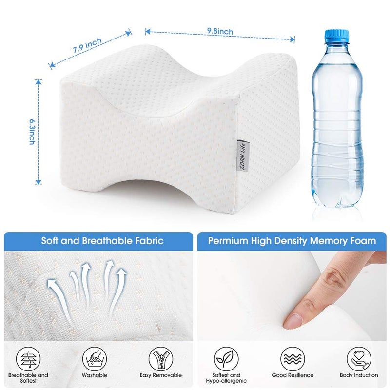 ZOAN Knee Pillow for Side Sleepers, Memory Foam Knee Pillow, Leg Pillows for Side Sleeping for Hip, Back and Sciatica Pain Relief - Image 2